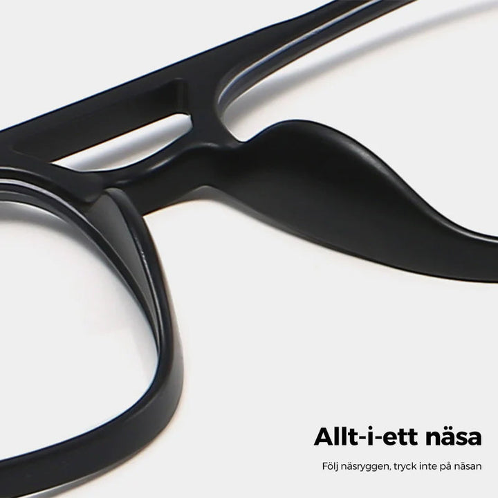 "Elegant polarisator solglasögon för män med svart justerbar ram, grå linser, aluminium-magnesiumlegering."