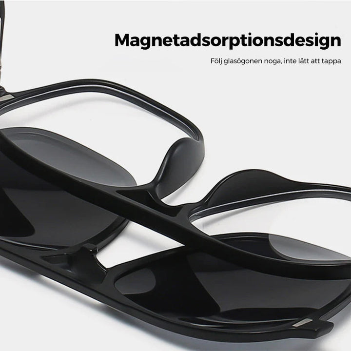 "Elegant polarisator solglasögon för män med svart justerbar ram, grå linser, aluminium-magnesiumlegering."