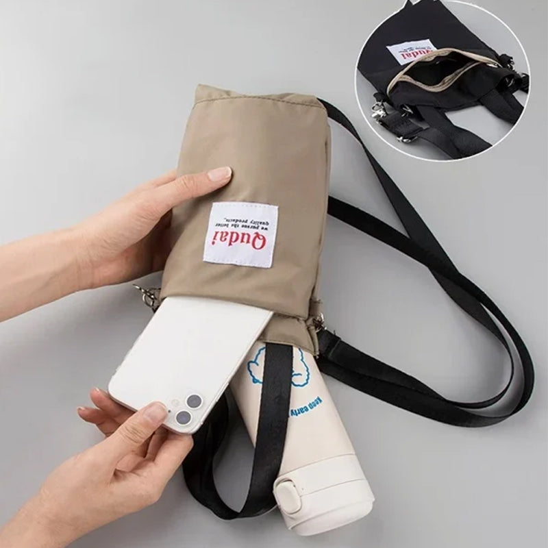 Elegant PU-läder flaskväska för damer, multifunktionell och stilren, perfekt för utomhus och vardagstillbehör.