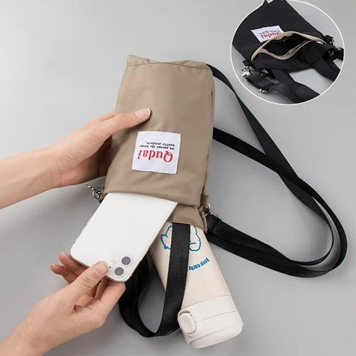 Elegant PU-läder flaskväska för damer, multifunktionell och stilren, perfekt för utomhus och vardagstillbehör.