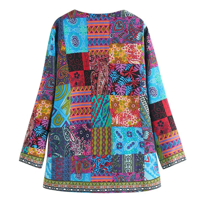 Bekväm stickad retro cardigan i blått för kvinnor. Elegant v-hals damkofta för vardag och fest.