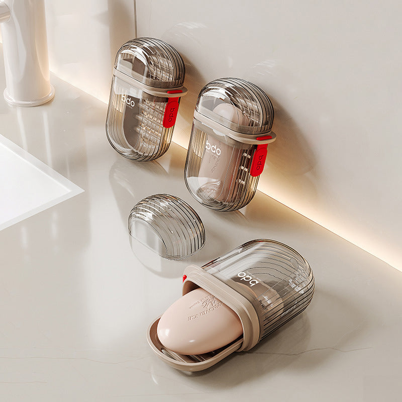 Elegant resefodral för tvål med läckagesäker design och dräneringsfack, perfekt för resor och daglig användning.