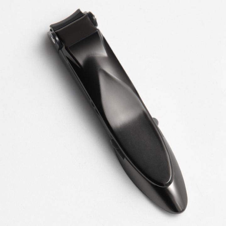 "Elegant rostfri nagelklippare med rakskarpa blad och självrengörande funktion, kompakt och stilren design."