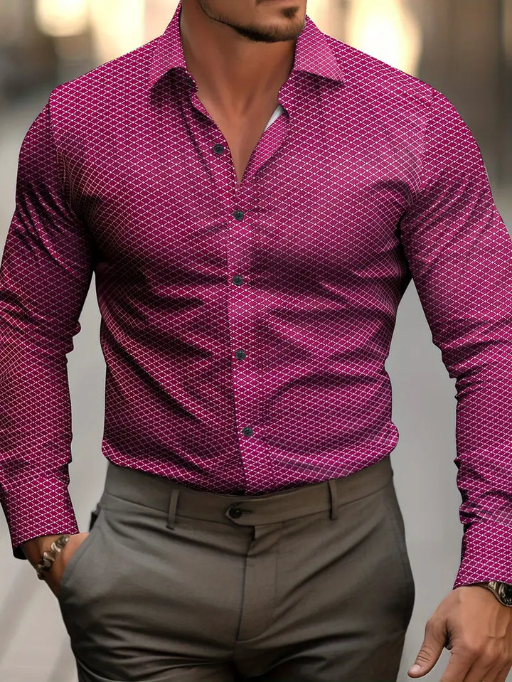 Andrew, elegant rutig herrskjorta. Långärmad skjorta med bekväm passform för både business och casual mode.