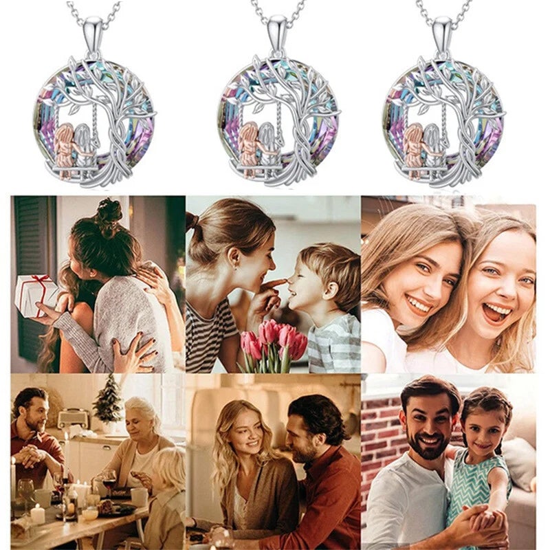 "Elegant silverhalsband med systertema, hänge symboliserar vänskap, tidlös design för varje tillfälle."