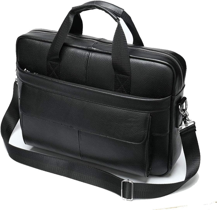 Snygg dokumentportfölj i läder, idealisk som laptopväska och axelväska. En elegant och funktionell affärsväska.