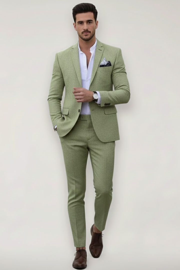 Komplett slim fit kostymset med kavaj & byxor i grå färg, idealisk för män som söker snygg och modern formell klädsel.