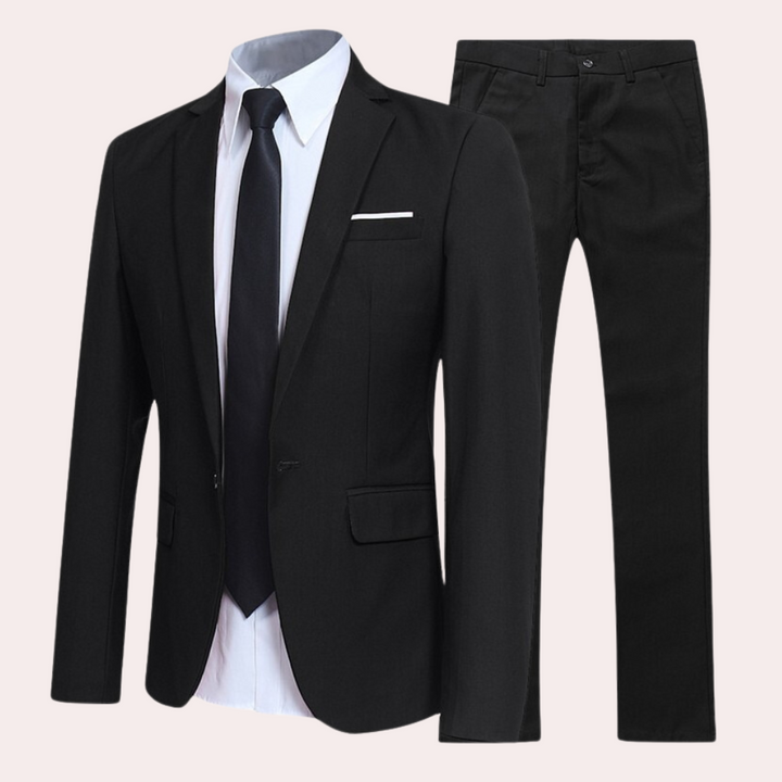 Elegant slim fit herrkostym för modern man. Perfekt för bröllop, affärsmöten och formella evenemang.