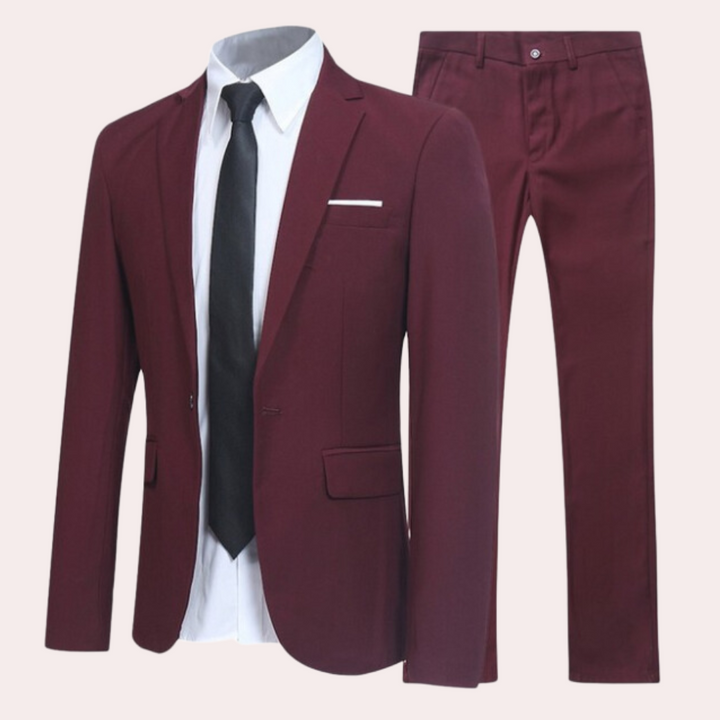 Modern slim fit herrkostym i tidlös design. En elegant tvådelad kostym för den medvetne mannen.