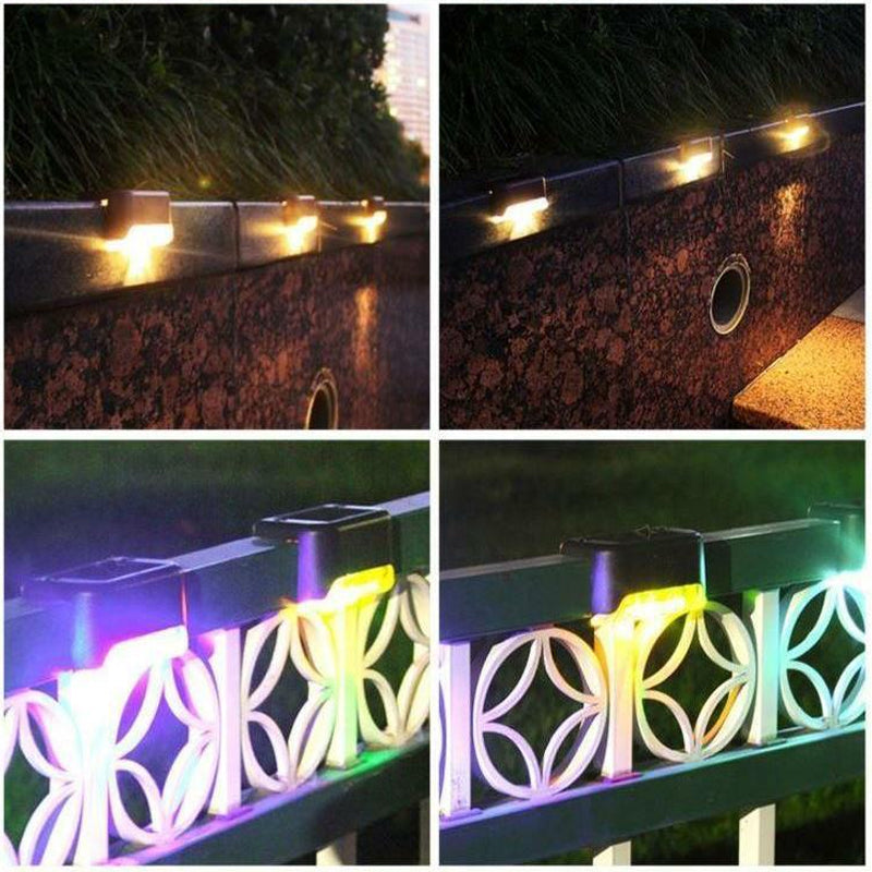 "Elegant solcellsdriven utomhusbelysning för trappor i trädgård, miljövänlig och stilren design, enkel installation."