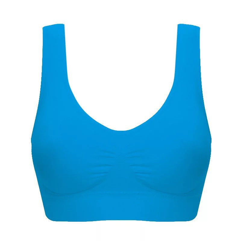"Elegant sport-bh för kvinnor, frontvy. Ergonomisk design i slitstarkt nylon, perfekt för alla träningsformer."