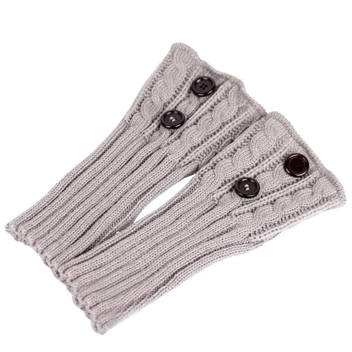 "Elegant stickade boot toppers i mjukt tyg med spetskant, perfekt för ankel- och knähöga stövlar, damaccessoar."