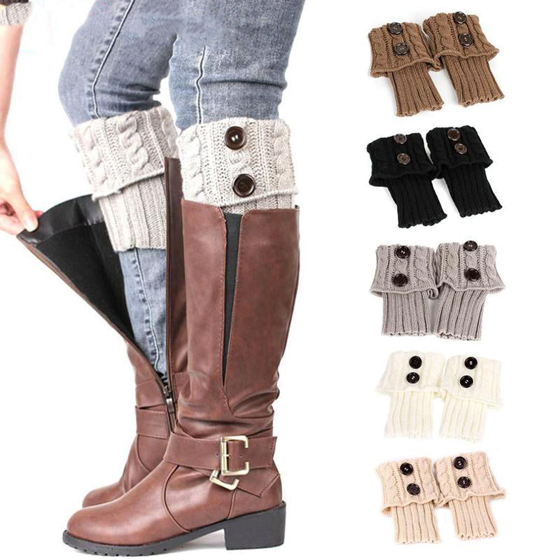 "Elegant stickade boot toppers i mjukt tyg med spetskant, perfekt för ankel- och knähöga stövlar, damaccessoar."