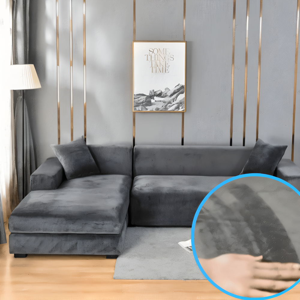 Skydda din soffa med detta eleganta soffskydd, lätt att montera & tvätta.