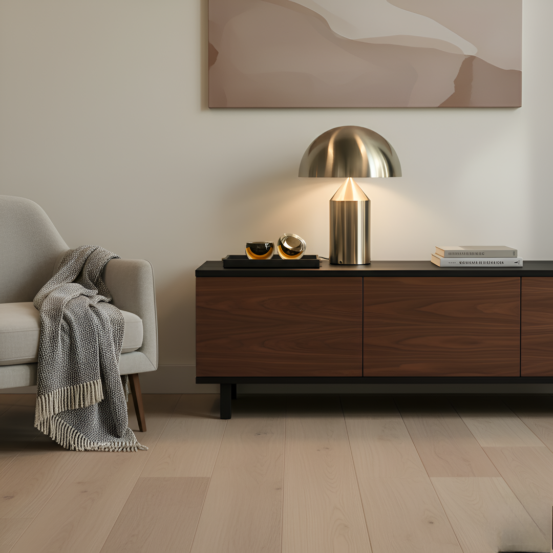 Modern vit svamplampa, bordslampa med dimbar LED och elegant design, perfekt nattlampa.