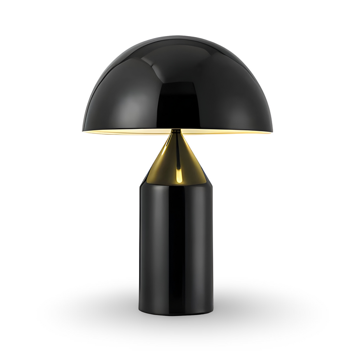 Elegant bordslampa i svampstil med dimbar LED, perfekt för mysbelysning och modern heminredning.