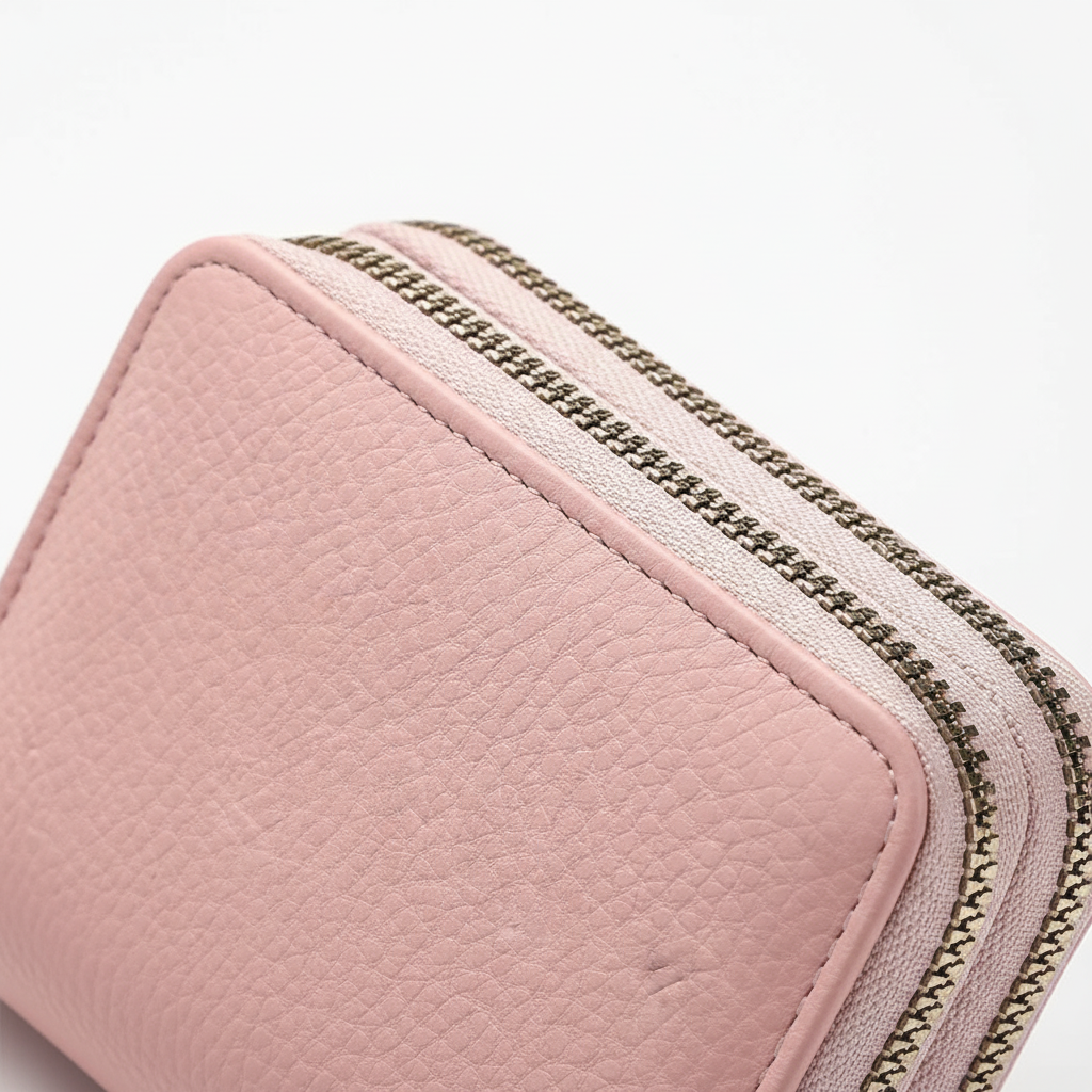 Moderiktig kortplånbok i svart PU-läder, öppnad för att visa kortfack. Elegant och praktisk accessoar.