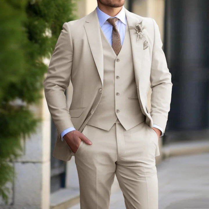 Elegant svart herrdräkt 3-delad slim fit kostym för formella tillfällen och affärskläder.