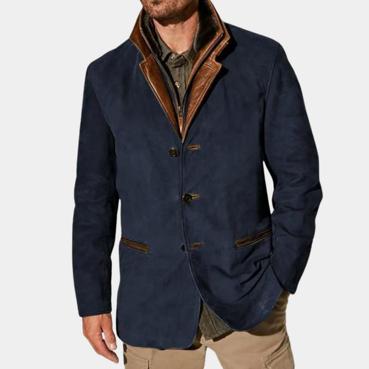 Modern mellansäsongsjacka för herrar. Detta eleganta ytterplagg har en stilren design, perfekt för smart casual.