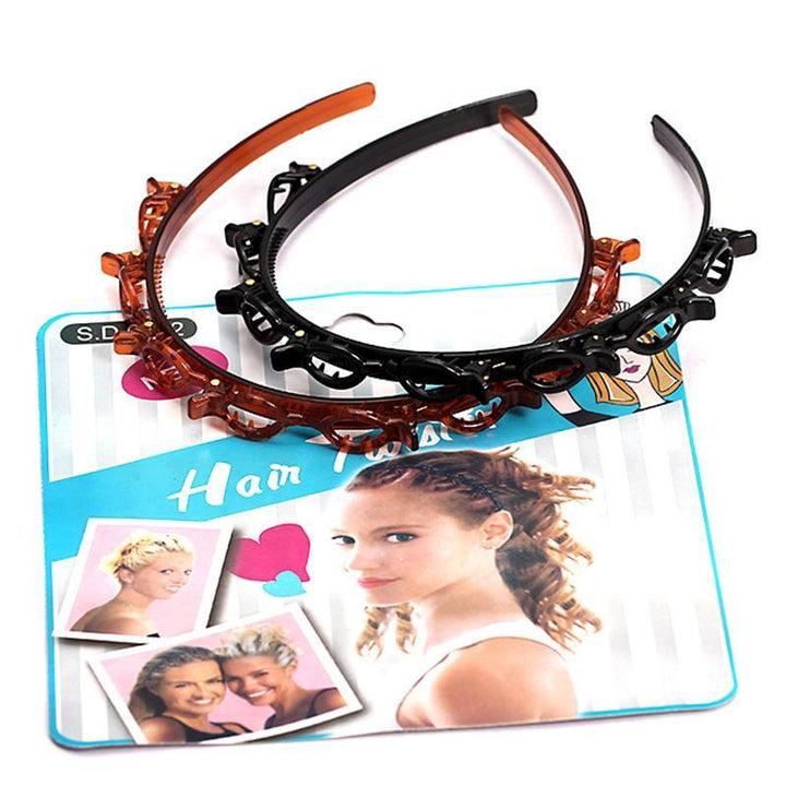"Elegant svart och brunt diadem med åtta klämmor, perfekt för flexibel hårstyling. Tillverkat av hållbart ABS-harts."