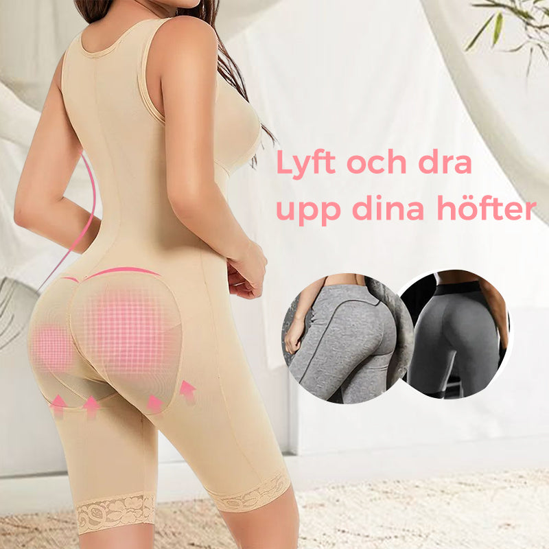 "Elegant svart one-piece shapewear bodysuit för kvinnor, erbjuder kroppsskulptering och öppen gren design för bekvämlighet."