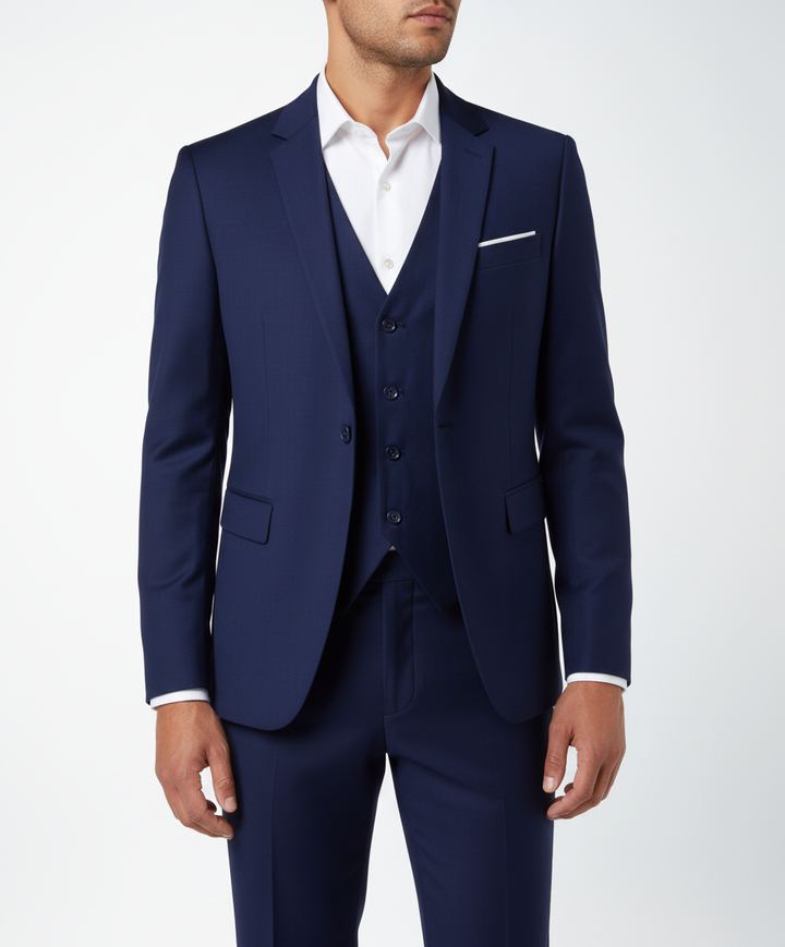 Elegant väst från tredelad kostym herr, skräddarsydd detalj för en komplett herrdräkt.
