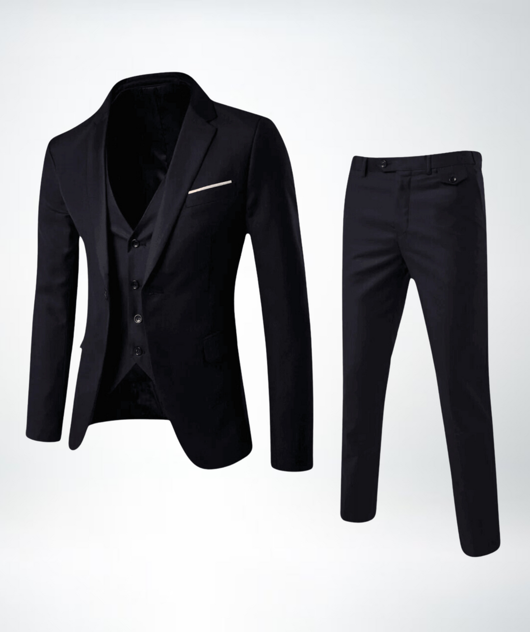 Grå tredelad kostym herr, klassisk stil & elegant formell klädsel för bröllop.