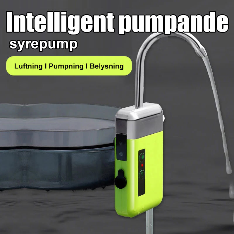 "Elegant syrepump för fiske med tyst drift, kompakt design, och betesljus för nattfiske. Perfekt för fisketurer."