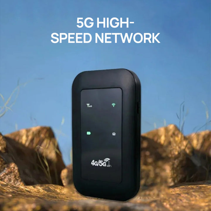 "Elegant trådlös portabel WiFi-ansiktsdetektor för hemmet i svart färg, kompakt design för global anslutning."