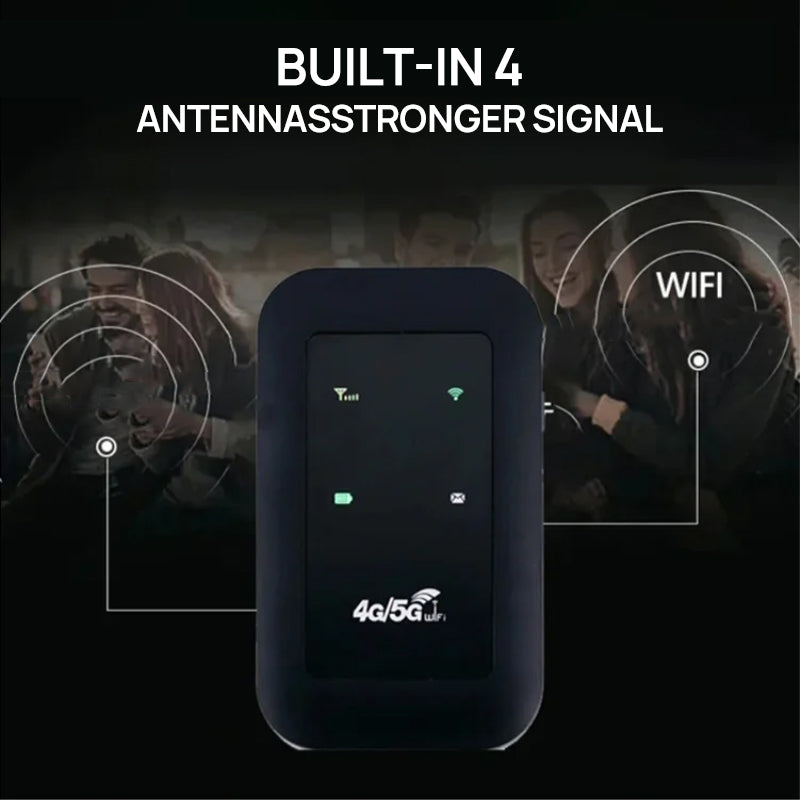 "Elegant trådlös portabel WiFi-ansiktsdetektor för hemmet i svart färg, kompakt design för global anslutning."