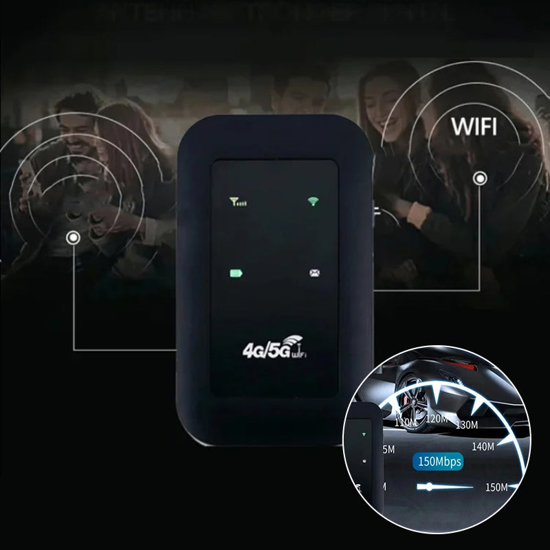 "Elegant trådlös portabel WiFi-ansiktsdetektor för hemmet i svart färg, kompakt design för global anslutning."