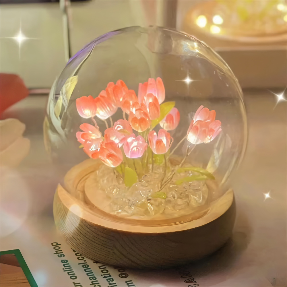 Bordslampa med LED-tulpaner, elegant och modern heminredning med blomsterstil.