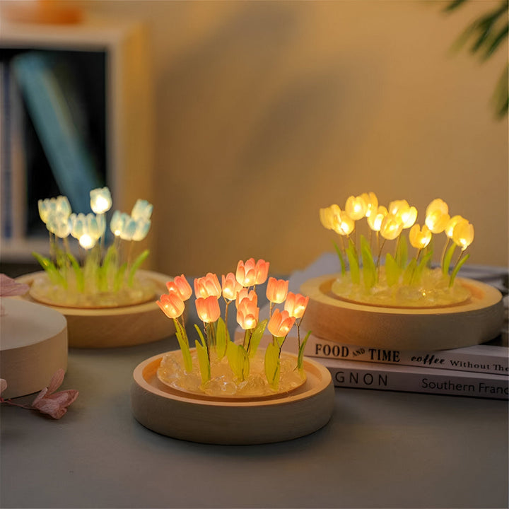 DIY blomlampa, LED nattljus i tulpanform, en charmig presentidé för hemmet.