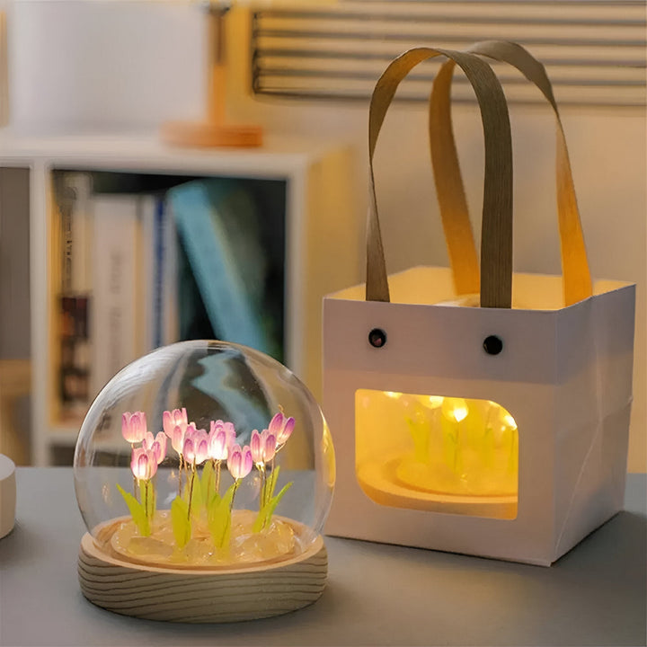 Blomsterdesign LED-lampa, tulpan bordslampa som stilren dekorationslampa.