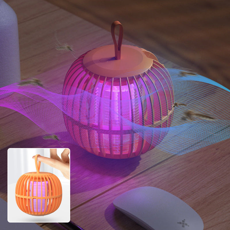 "Elegant, tyst myggdödarlampa med USB-laddning, kompakt design och lila ljusfunktion. Perfekt för bord eller tält."