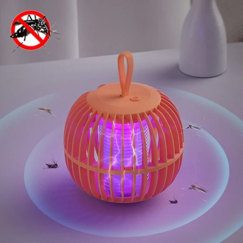 "Elegant, tyst myggdödarlampa med USB-laddning, kompakt design och lila ljusfunktion. Perfekt för bord eller tält."