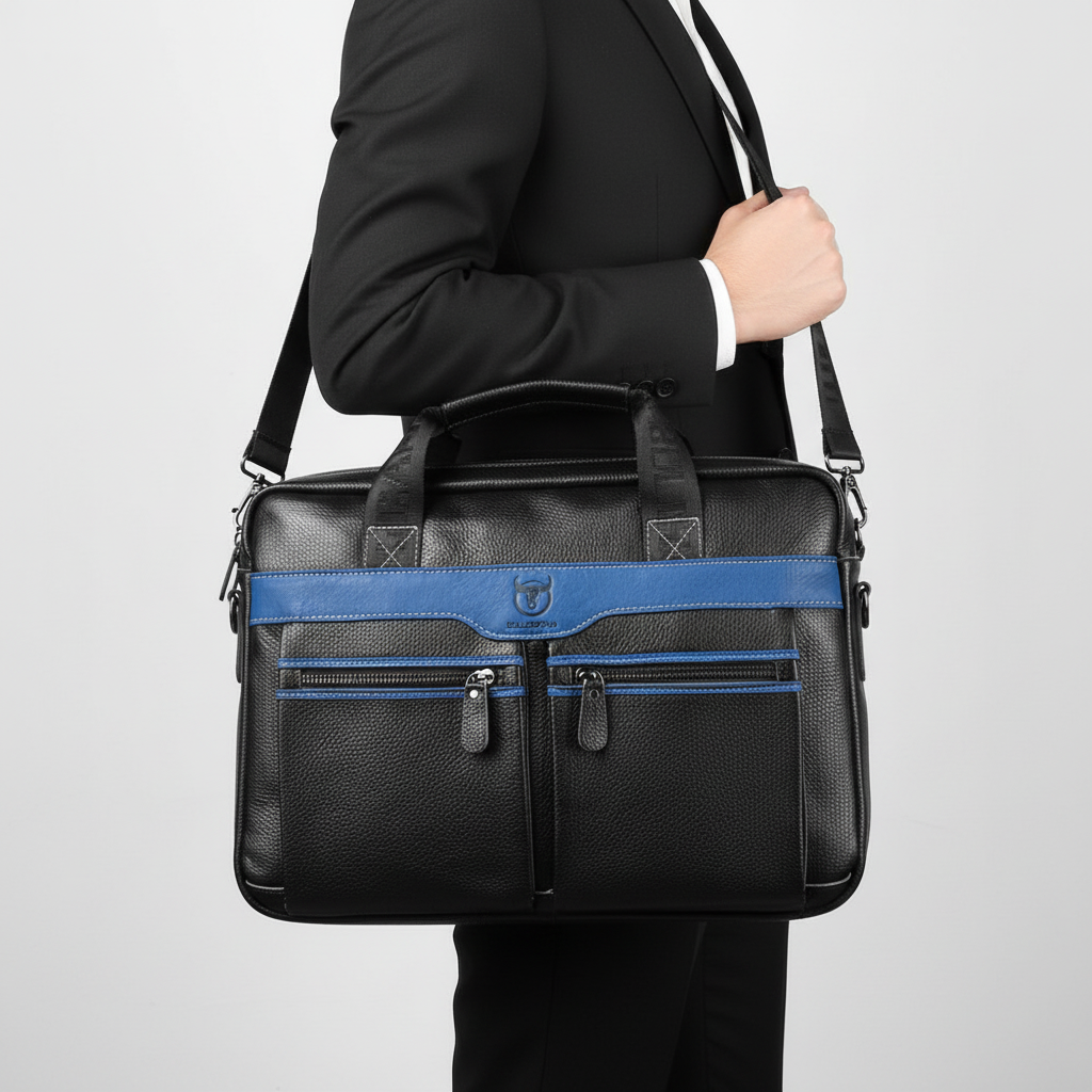 Exklusiv unisex laptopväska i läder 15.6 tum. Ett elegant och professionellt tillbehör för kontoret.