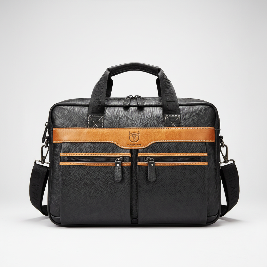 Rymlig läder laptopväska 15.6 tum. Håll din bärbara dator och tillbehör organiserade med stil.