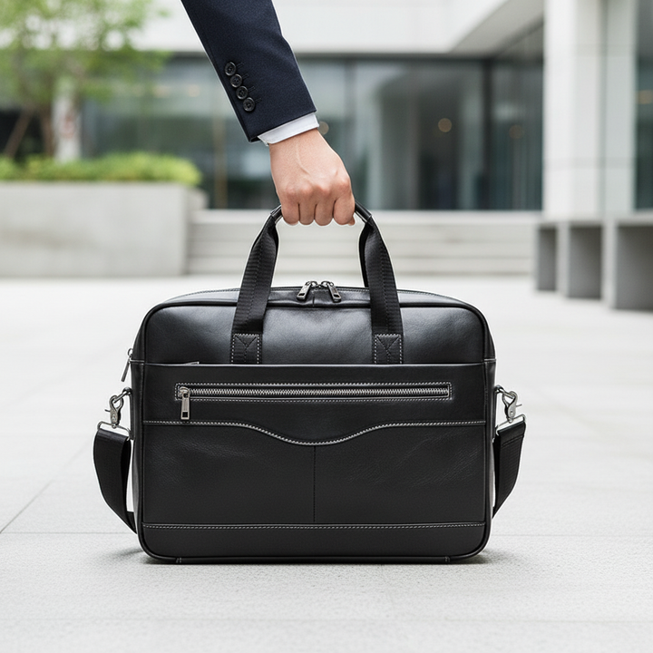 Elegant unisex laptopväska för 15-tums dator, stilren och skyddande för affärsbruk.