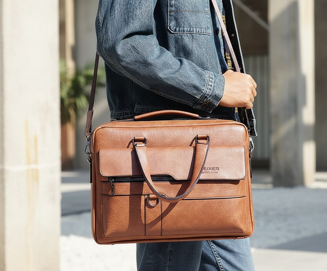 Elegant unisex laptopväska för damer & herrar. Stilren affärsväska med retro design för kontoret.