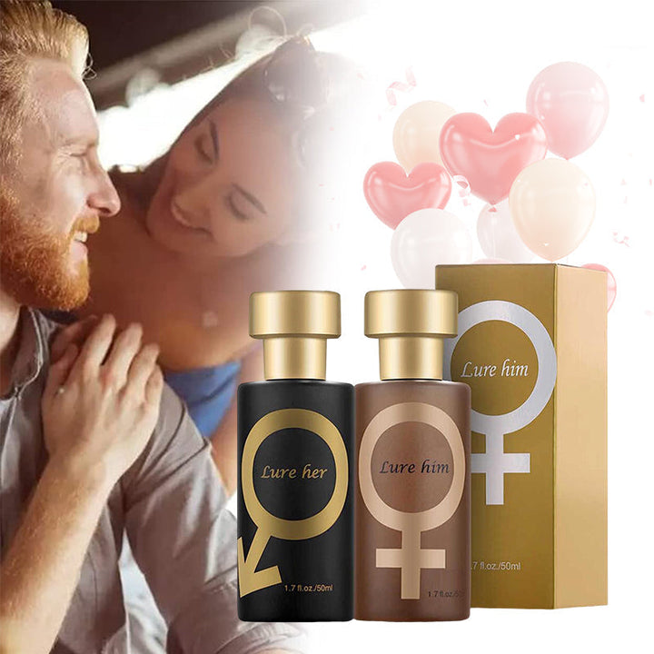 "Elegant unisexparfymflaska i guld och svart med långvarig sofistikerad doft för både män och kvinnor."