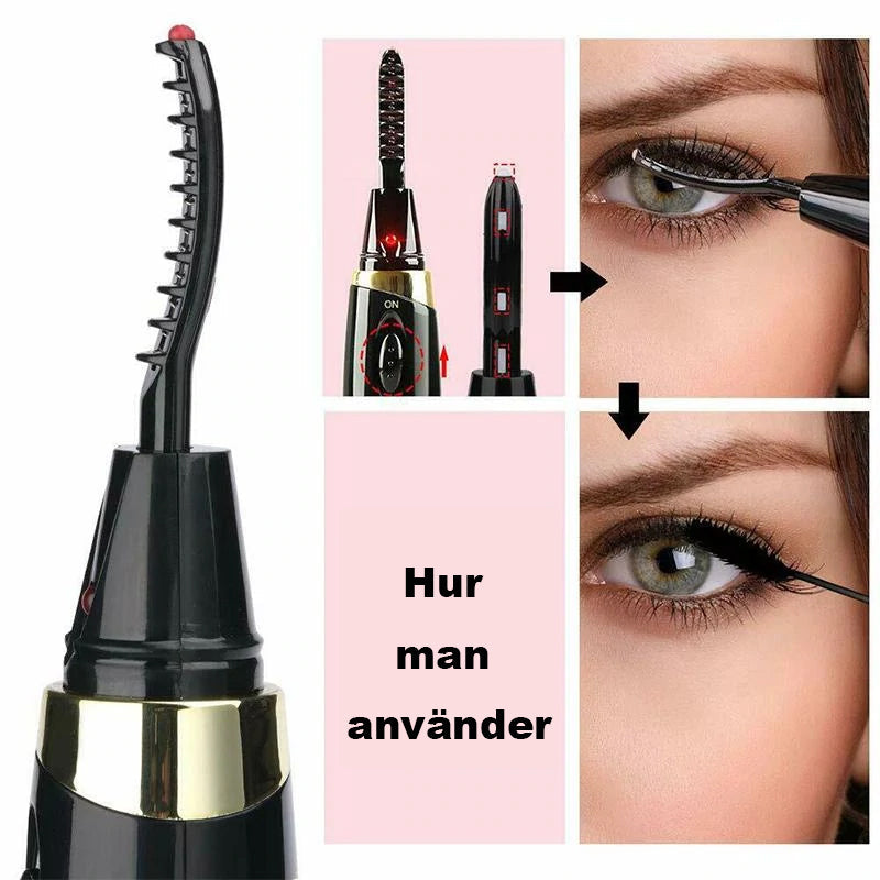 "Elegant uppvärmd ögonfransböjare i flera färger, designad för långa, böjda fransar. Perfekt för hemma och salong"