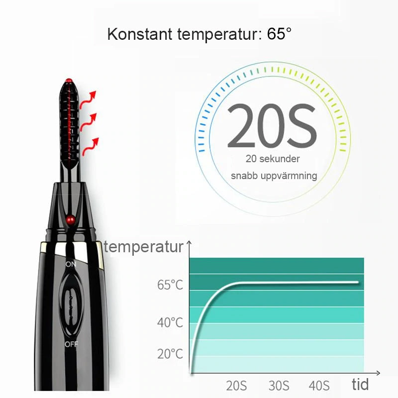 "Elegant uppvärmd ögonfransböjare i flera färger, designad för långa, böjda fransar. Perfekt för hemma och salong"