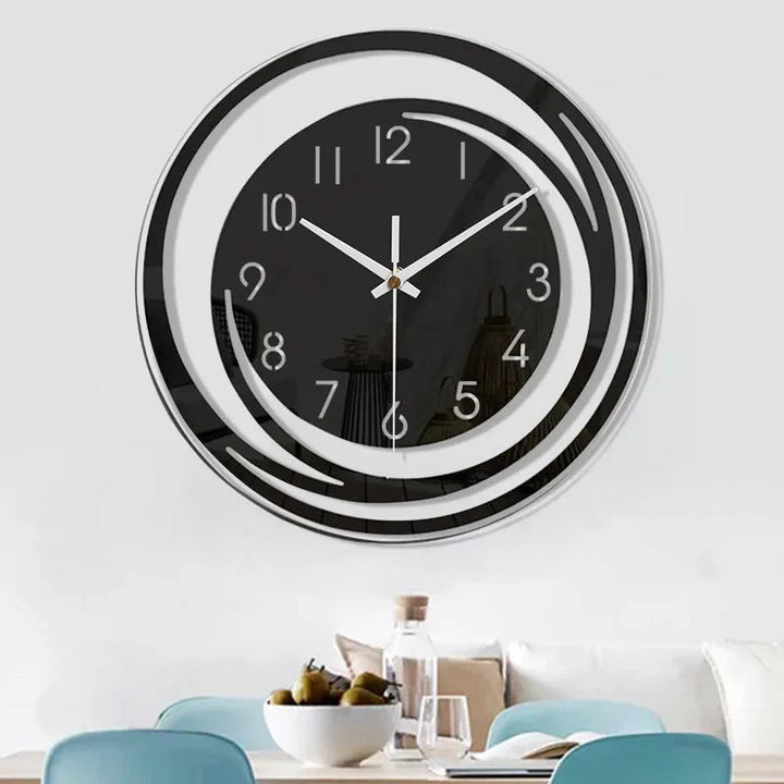 Stilren kontorsklocka med tyst urverk och modern design, en funktionell och elegant inredningsdetalj.