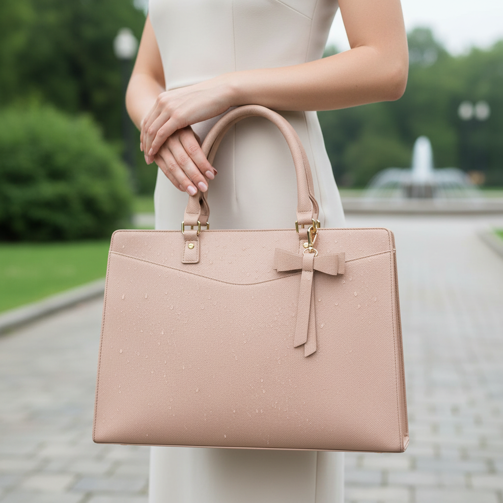 Elegant vattentät dam laptopväska i tote-modell, perfekt för kontor och skola.