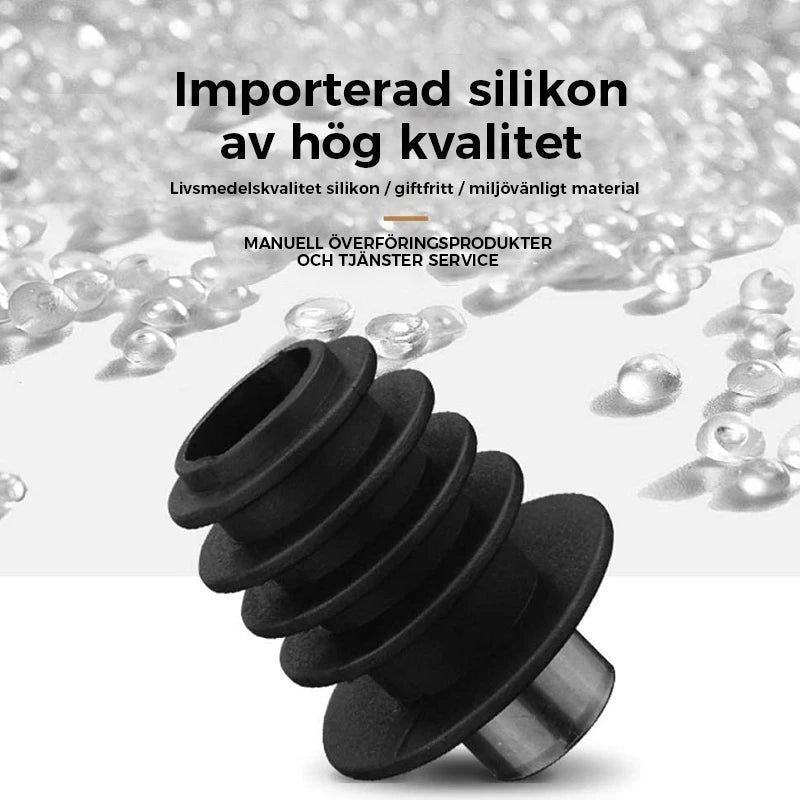 "Elegant vinpropp i rostfritt stål och silikon, djurinspirerade designalternativ, perfekt för att bevara smak och stil."