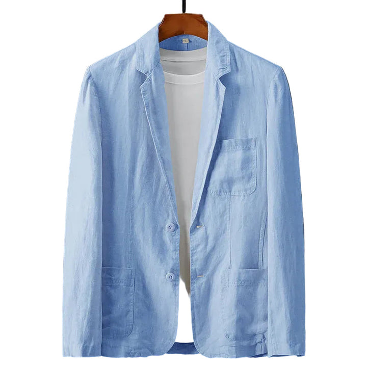 Elegant vit lättviktsblazer för kvinnor med kavajkrage och fickor, perfekt för vår och sommar, kontorsstil.