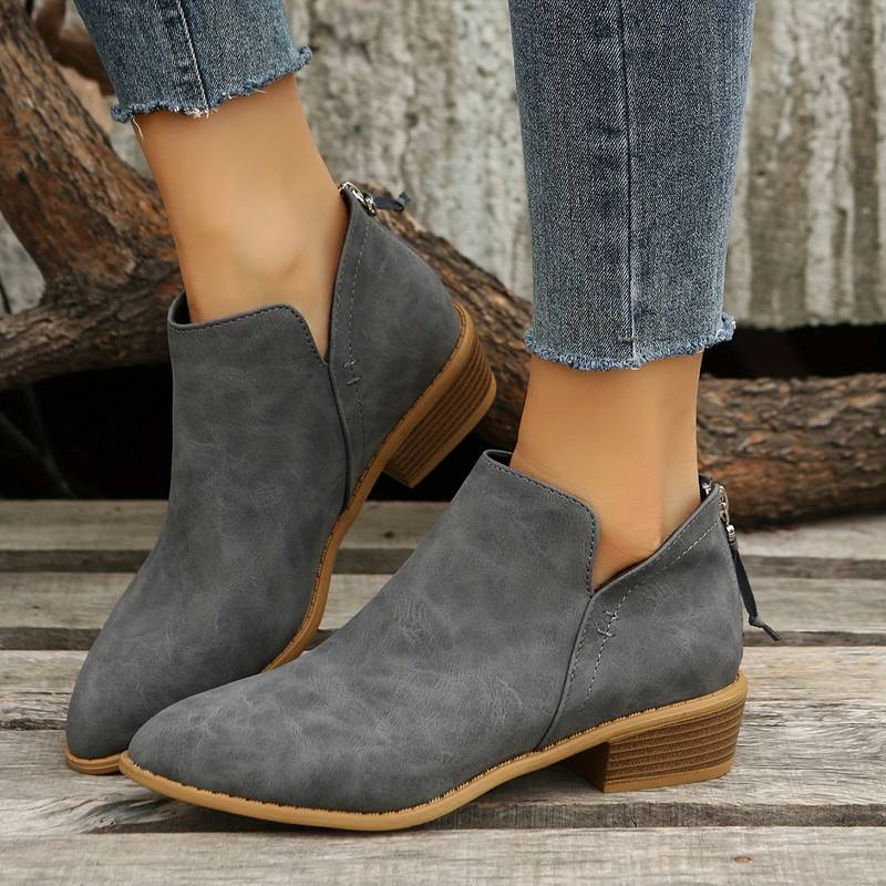 Grå ankelboots för dam, perfekta höstskor med elegant stil och överlägsen komfort.