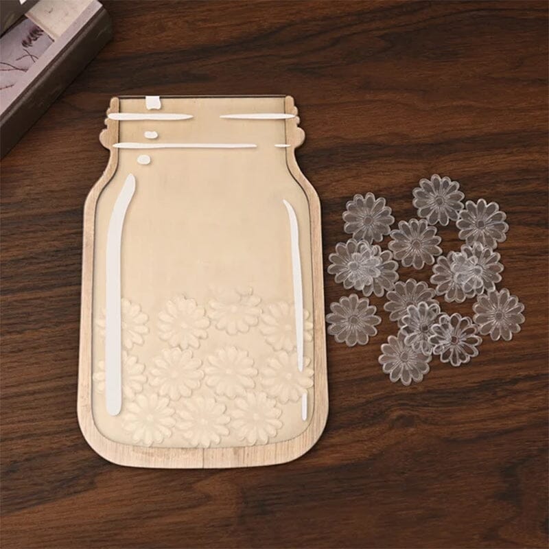 "Eleganta belöningsburk i valnötsfanér och akryl, perfekt för barn och klassrum, med plats för personlig gravyr."