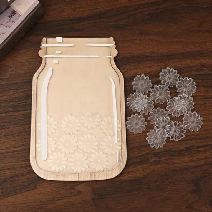 "Eleganta belöningsburk i valnötsfanér och akryl, perfekt för barn och klassrum, med plats för personlig gravyr."